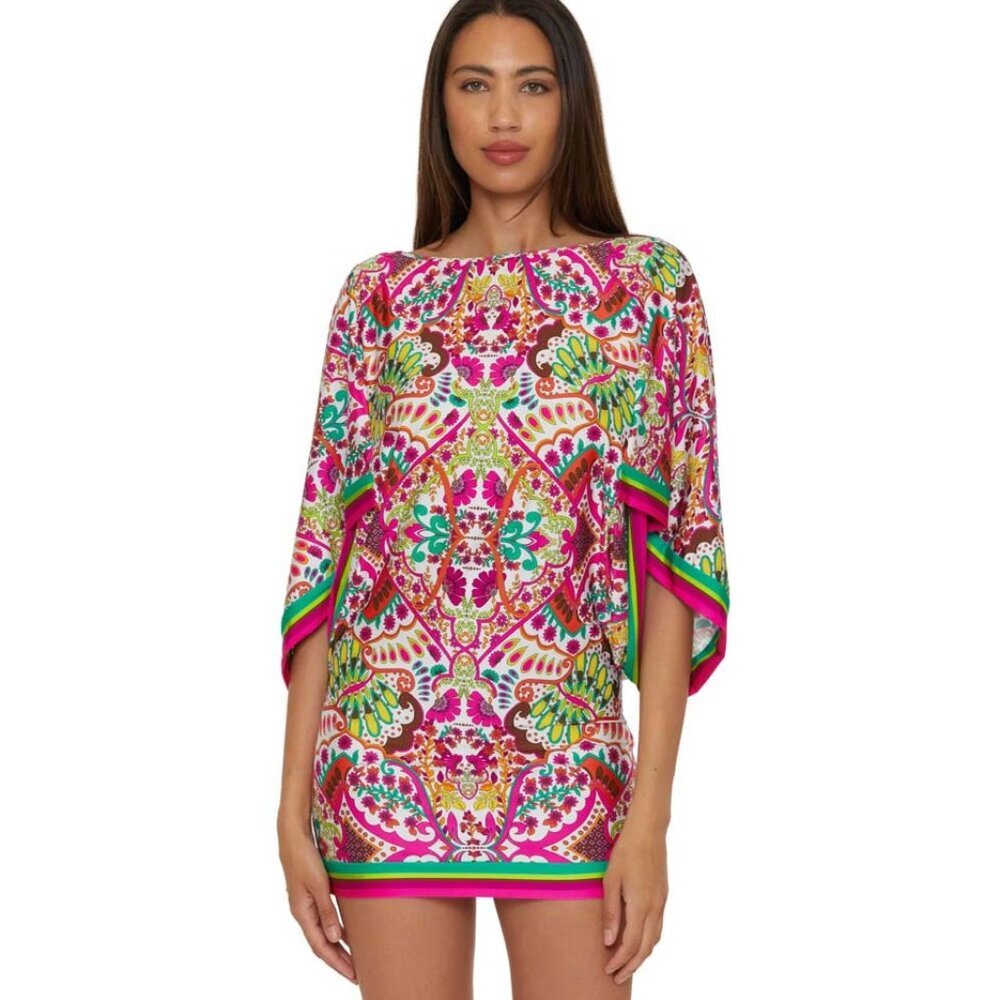 NWT Trina Turk Hawaiian Garden Boatneck Tunic Swim Cover Up Dress